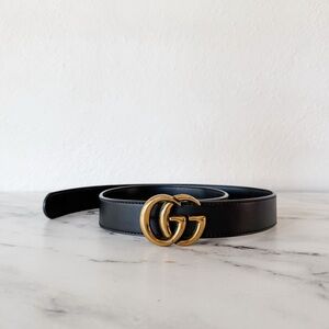 GG Gold Metal Buckle Black Belt